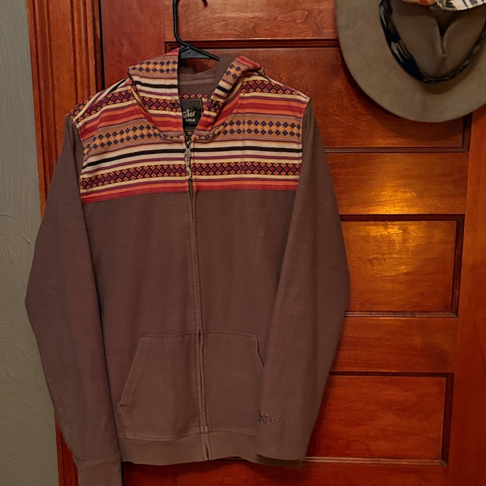 Howler Brothers Shaman Brown and Red Zip Up Sweater M Medium